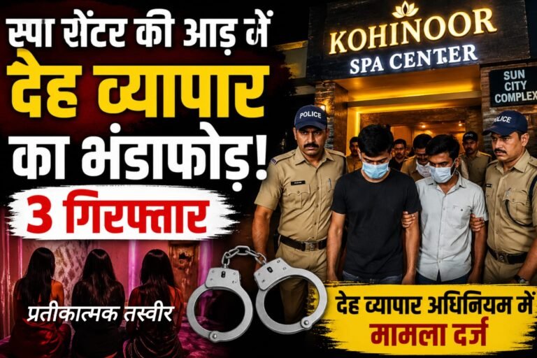 स्पा सेंटर की आड़ में देह व्यापार का भंडाफोड़, तीन गिरफ्तार