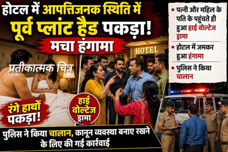 होटल में प्रेमिका संग रंगरलिया मना रहे थे पूर्व प्लांट हैड” पत्नी और महिला के पति के पहुंचते ही हुआ हाई वोल्टेज ड्रामा।